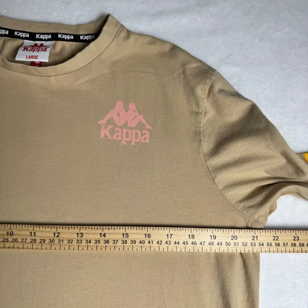 Kappa Long Sleeve Graphic T-Shirt Tan Beige Cotton Streetwear Crew Neck Men’s L